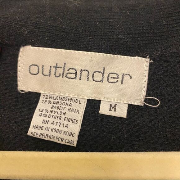 Outlander Vtg Sweater long open cardigan gray black metallic lambs wool angora M - Picture 3 of 8